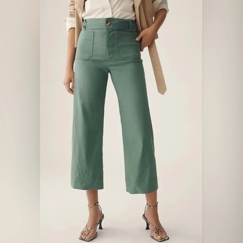Anthropologie Maeve The Colette Cropped Wide-Leg Trousers